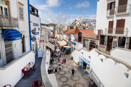 ALBUFEIRA, PORTUGAL - 7th MAY 2024: Traditional portuguese architecture of houses in the region of Albufeira, Portugal.のeditorial素材