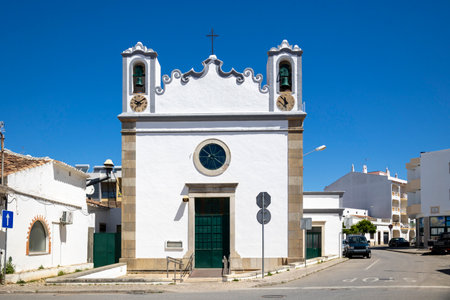 Christian church of Sao Sebastiao located in Sao Bras de Alportel village, Portugalの写真素材