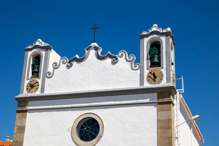 Christian church of Sao Sebastiao located in Sao Bras de Alportel village, Portugalの写真素材