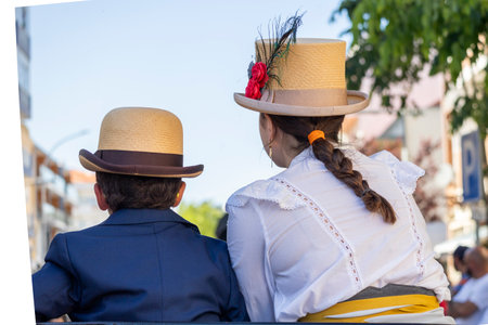 SAO BRAS DE ALPORTE, PORTUGAL - 4th MAY 2024: Period representation event of Carriage coupling traditional event with beautiful carriages with horses and person dressed for the occasion.のeditorial素材