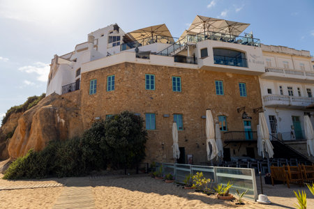 ALBUFEIRA, PORTUGAL - 7th MAY 2024: Albufeira city downtown next to beach urban viewpoint.のeditorial素材
