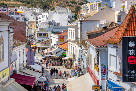 ALBUFEIRA, PORTUGAL - 7th MAY 2024: Traditional portuguese architecture of houses in the region of Albufeira, Portugal.のeditorial素材