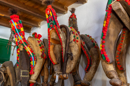 SAO BRAS DE ALPORTEL, PORTUGAL - 6th MAY 2024: Close view of the famous Costume Museum of Sao Bras de Alportel.のeditorial素材