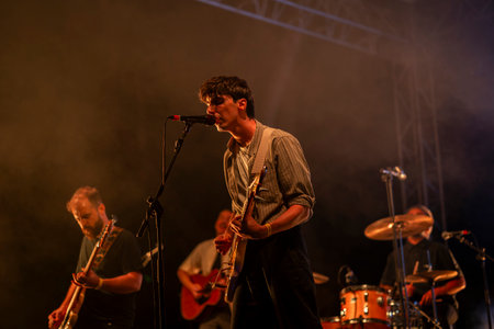 FARO, PORTUGAL: 6th SEPTEMBER, 2024 - Music artist, Glockenwise, performs on Festival F, a big festival on the city of Faro, Portugal.のeditorial素材
