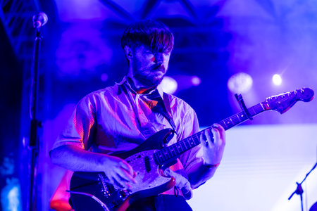 FARO, PORTUGAL: 6th SEPTEMBER, 2024 - Music artist, Glockenwise, performs on Festival F, a big festival on the city of Faro, Portugal.のeditorial素材