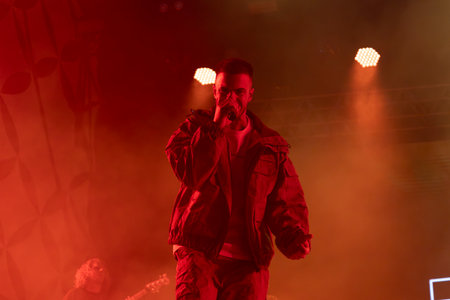 FARO, PORTUGAL: 6th SEPTEMBER, 2024 - Music artist, Dillaz , performs on Festival F, a big festival on the city of Faro, Portugal.のeditorial素材