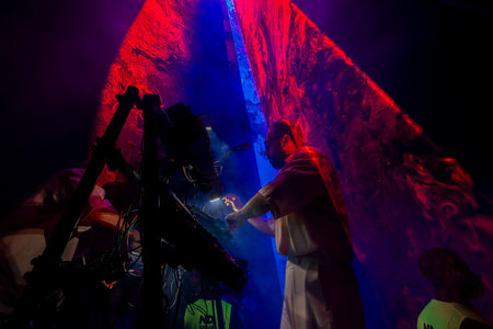 FARO, PORTUGAL: 6th SEPTEMBER, 2024 - Music artist, Moullinex and GPU Panic , performs on Festival F, a big festival on the city of Faro, Portugal.のeditorial素材