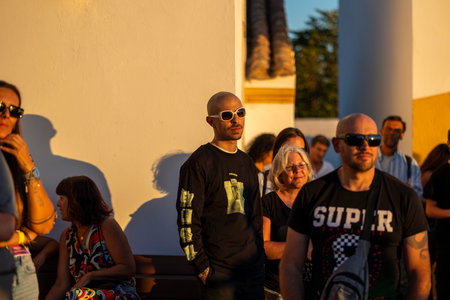 FARO, PORTUGAL: 5th SEPTEMBER, 2024 - Audience watch music artist in the Music Festival F, a big festival on the city of Faro, Portugalのeditorial素材