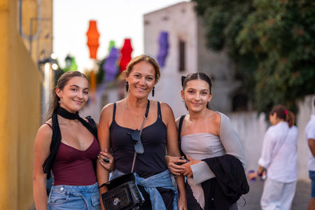 FARO, PORTUGAL: 5th SEPTEMBER, 2024 - Festival participants in the Music Festival F, a big festival on the city of Faro, Portugalのeditorial素材