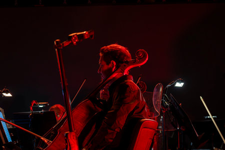FARO, PORTUGAL: 6th SEPTEMBER, 2024 - Music artist, Capitao Fausto and Orquestra do Algarve, performs on Festival F, a big festival on the city of Faro, Portugal.のeditorial素材