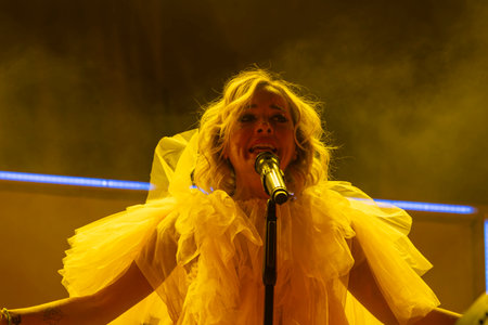 FARO, PORTUGAL: 6th SEPTEMBER, 2024 - Music artist, Marisa Liz, performs on Festival F, a big festival on the city of Faro, Portugal.のeditorial素材