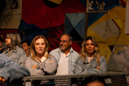 FARO, PORTUGAL: 5th SEPTEMBER, 2024 - Audience watch music artist in the Music Festival F, a big festival on the city of Faro, Portugalのeditorial素材