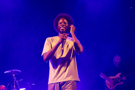 FARO, PORTUGAL: 6th SEPTEMBER, 2024 - Music artist, Papillon, performs on Festival F, a big festival on the city of Faro, Portugal.のeditorial素材