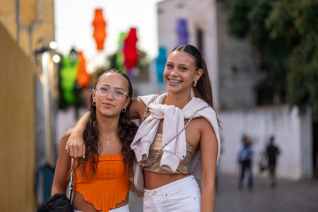 FARO, PORTUGAL: 5th SEPTEMBER, 2024 - Festival participants in the Music Festival F, a big festival on the city of Faro, Portugalのeditorial素材
