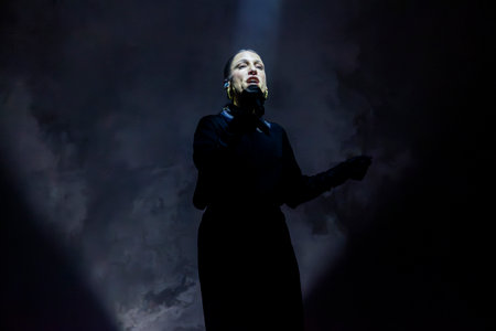 FARO, PORTUGAL: 7th SEPTEMBER, 2024 - Music artist, Carminho, performs on Festival F, a big festival on the city of Faro, Portugal.のeditorial素材