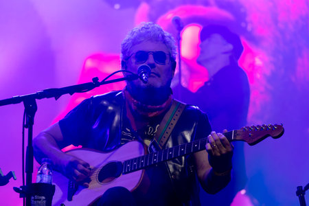 FARO, PORTUGAL: 7th SEPTEMBER, 2024 - Music artist, Resistencia, performs on Festival F, a big festival on the city of Faro, Portugal.のeditorial素材