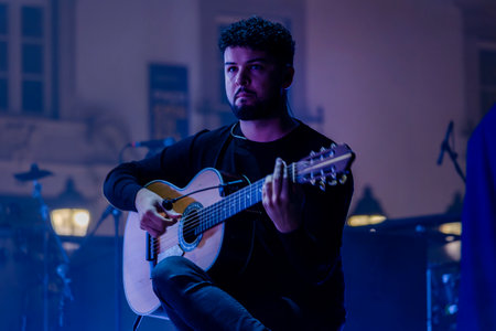 FARO, PORTUGAL: 7th SEPTEMBER, 2024 - Music artist, Carminho, performs on Festival F, a big festival on the city of Faro, Portugal.のeditorial素材