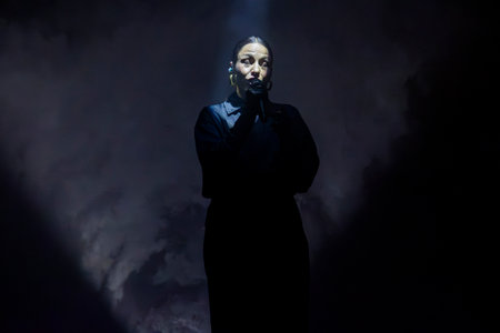 FARO, PORTUGAL: 7th SEPTEMBER, 2024 - Music artist, Carminho, performs on Festival F, a big festival on the city of Faro, Portugal.のeditorial素材