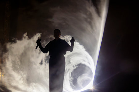 FARO, PORTUGAL: 7th SEPTEMBER, 2024 - Music artist, Carminho, performs on Festival F, a big festival on the city of Faro, Portugal.のeditorial素材