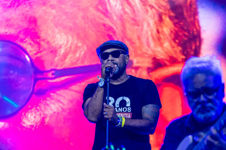 FARO, PORTUGAL: 7th SEPTEMBER, 2024 - Music artist, Resistencia, performs on Festival F, a big festival on the city of Faro, Portugal.のeditorial素材