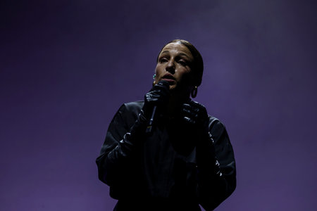 FARO, PORTUGAL: 7th SEPTEMBER, 2024 - Music artist, Carminho, performs on Festival F, a big festival on the city of Faro, Portugal.のeditorial素材