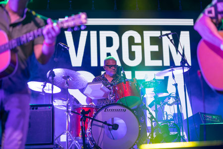 FARO, PORTUGAL: 7th SEPTEMBER, 2024 - Music artist, Virgem Suta, performs on Festival F, a big festival on the city of Faro, Portugal.のeditorial素材