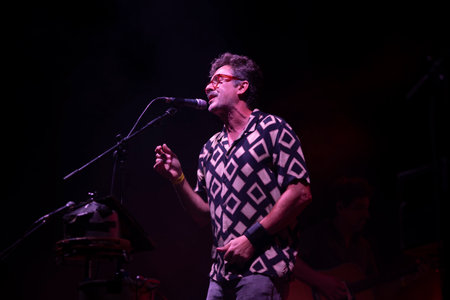 FARO, PORTUGAL: 7th SEPTEMBER, 2024 - Music artist, Virgem Suta, performs on Festival F, a big festival on the city of Faro, Portugal.のeditorial素材