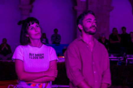 FARO, PORTUGAL: 7th SEPTEMBER, 2024 - Audience watch music artist in the Music Festival F, a big festival on the city of Faro, Portugalのeditorial素材