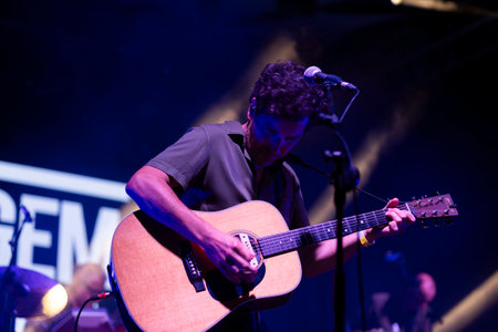 FARO, PORTUGAL: 7th SEPTEMBER, 2024 - Music artist, Virgem Suta, performs on Festival F, a big festival on the city of Faro, Portugal.のeditorial素材