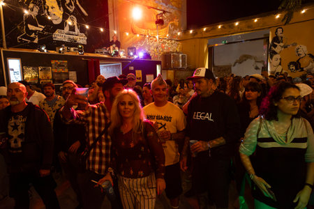 FARO, PORTUGAL: 7th SEPTEMBER, 2024 - Audience watch music artist in the Music Festival F, a big festival on the city of Faro, Portugalのeditorial素材