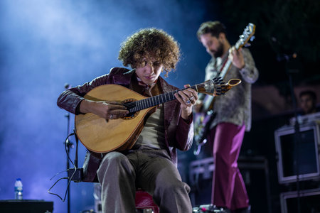 FARO, PORTUGAL: 7th SEPTEMBER, 2024 - Music artist, Expresso Transatlantico, performs on Festival F, a big festival on the city of Faro, Portugal.のeditorial素材