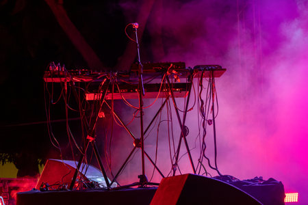 Detail of drum kit set on a concertの写真素材