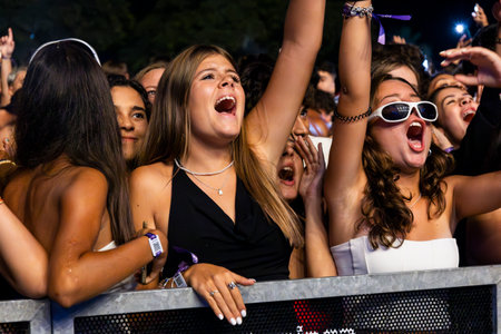Audience watch musician in the Music Festival Fのeditorial素材