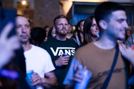 Audience watch musician in the Music Festival Fのeditorial素材