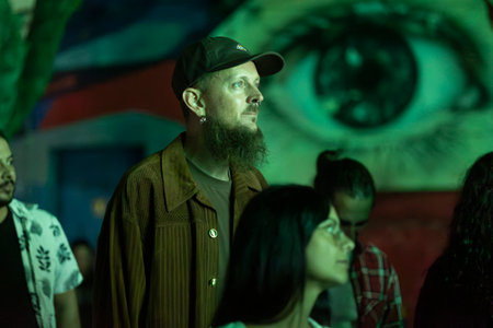 Audience watch musician in the Music Festival Fのeditorial素材