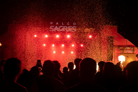 Audience watch musician in the Music Festival Fのeditorial素材