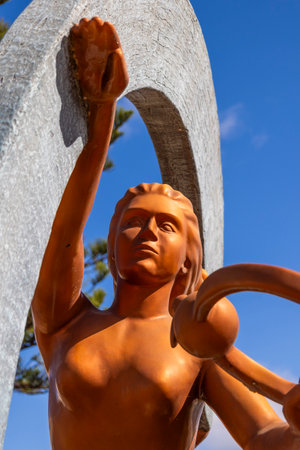 ESTOMBAR, PORTUGAL - 5th OCOTOBER 2024: Artistic stone modern contemporary female statues located on wine estate "Quinta dos Vales".のeditorial素材