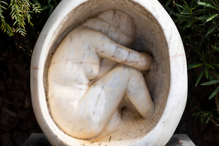 ESTOMBAR, PORTUGAL - 5th OCOTOBER 2024: Artistic stone modern contemporary female statues located on wine estate "Quinta dos Vales".のeditorial素材