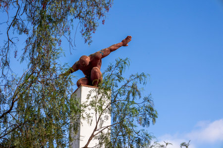 ESTOMBAR, PORTUGAL - 5th OCOTOBER 2024: Artistic stone modern contemporary male statues located on wine estate "Quinta dos Vales".のeditorial素材