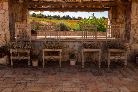 ESTOMBAR, PORTUGAL - 5th OCOTOBER 2024: Detail view of wine estate "Quinta dos Vales" exterior in the Algarve region.のeditorial素材