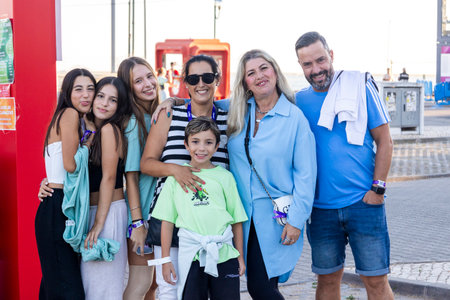 FARO, PORTUGAL: 5th SEPTEMBER, 2024 - Festival participants in the Music Festival F, a big festival on the city of Faro, Portugalのeditorial素材
