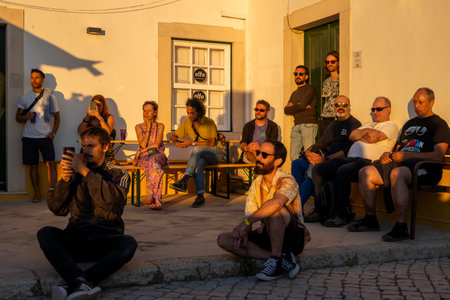 FARO, PORTUGAL: 5th SEPTEMBER, 2024 - Audience watch music artist in the Music Festival F, a big festival on the city of Faro, Portugalのeditorial素材