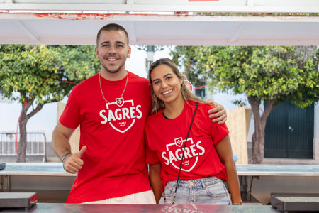 FARO, PORTUGAL: 6th SEPTEMBER, 2024 - Drinking bar area in Festival F, a big festival on the city of Faro, Portugal.のeditorial素材