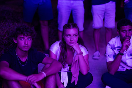 FARO, PORTUGAL: 5th SEPTEMBER, 2024 - Audience watch music artist in the Music Festival F, a big festival on the city of Faro, Portugalのeditorial素材