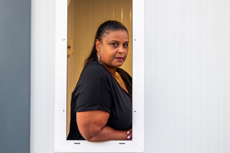 FARO, PORTUGAL: 6th SEPTEMBER, 2024 - Workers in sale tickets area in Festival F, a big festival on the city of Faro, Portugal.のeditorial素材