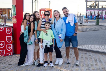 FARO, PORTUGAL: 5th SEPTEMBER, 2024 - Festival participants in the Music Festival F, a big festival on the city of Faro, Portugalのeditorial素材
