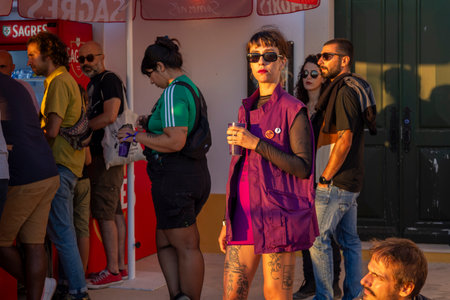 FARO, PORTUGAL: 5th SEPTEMBER, 2024 - Audience watch music artist in the Music Festival F, a big festival on the city of Faro, Portugalのeditorial素材