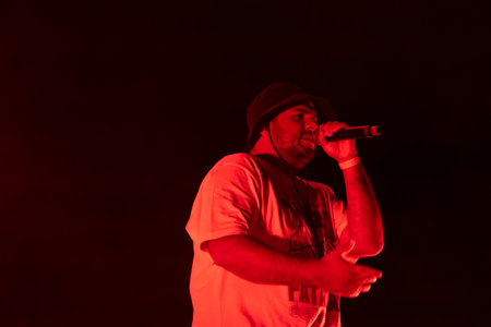 FARO, PORTUGAL: 5th SEPTEMBER, 2024 - Music artist, Tribruto, performs on Festival F, a big festival on the city of Faro, Portugal.のeditorial素材