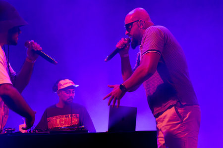 FARO, PORTUGAL: 5th SEPTEMBER, 2024 - Music artist, Tribruto, performs on Festival F, a big festival on the city of Faro, Portugal.のeditorial素材