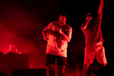 FARO, PORTUGAL: 5th SEPTEMBER, 2024 - Music artist, Tribruto, performs on Festival F, a big festival on the city of Faro, Portugal.のeditorial素材